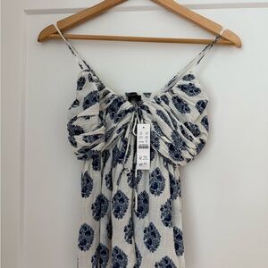 Blue and White Floral Top